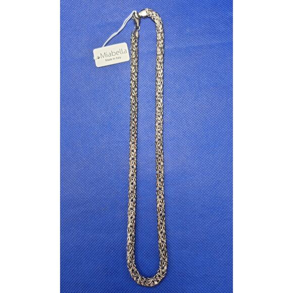 Miabella Domed Byzantine Necklace Sterling Silver Gold Strands 6mm 18" NWT - Picture 1 of 8